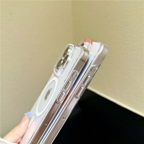適用於iPhone17透彩磁吸手機殼MagSafe蘋果13/16硬殼防摔pc殼