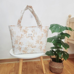 ins大容量碎花媽咪包手提旅行包母嬰包待産包多功能斜背收納包