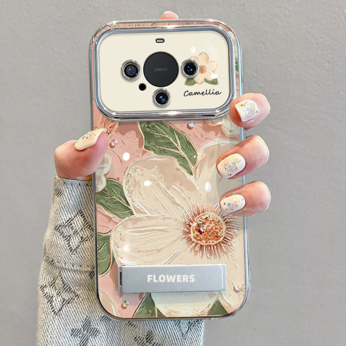 適用華爲mate60手機殼新款高級感小衆mate50全包防摔油畫山茶花 適用華爲mate60手機殼新款高級感小衆mate50全包防摔油畫山茶花