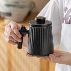 陶瓷粗陶茶水分離泡茶杯個人家用馬克杯帶蓋辦公室杯子高顔值水杯