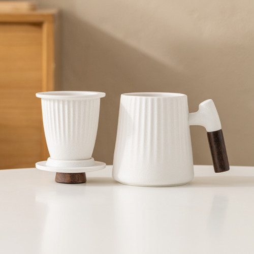 陶瓷粗陶茶水分離泡茶杯個人家用馬克杯帶蓋辦公室杯子高顔值水杯 陶瓷粗陶茶水分離泡茶杯個人家用馬克杯帶蓋辦公室杯子高顔值水杯