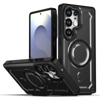 適用三星S25Ultra金甲磁吸手機殼S24Ultra支架A56防摔A36保護套