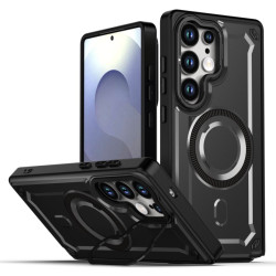 適用三星S25Ultra金甲磁吸手機殼S24Ultra支架A56防摔A36保護套
