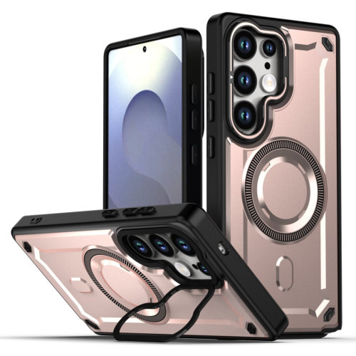 適用三星S25Ultra金甲磁吸手機殼S24Ultra支架A56防摔A36保護套