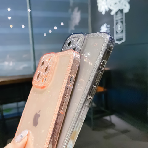 適用蘋果13promax閃粉愛心手機殼精孔防摔iPhone14防摔tpu創意XR