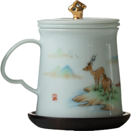 一路相伴國風陶瓷辦公杯泡茶杯茶水分離辦公室過濾杯帶蓋禮盒裝 一路相伴國風陶瓷辦公杯泡茶杯茶水分離辦公室過濾杯帶蓋禮盒裝