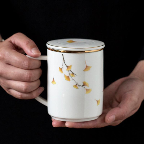 三生有杏辦公杯白瓷禮盒裝陶瓷茶水分離泡茶杯帶蓋家用伴手禮禮品 三生有杏辦公杯白瓷禮盒裝陶瓷茶水分離泡茶杯帶蓋家用伴手禮禮品