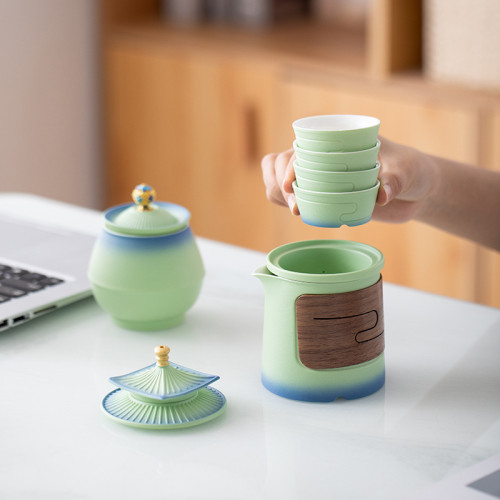 故宮旅行茶具漸變一壺四杯旅行茶具套裝戶外露營旅遊可攜式茶具 故宮旅行茶具漸變一壺四杯旅行茶具套裝戶外露營旅遊可攜式茶具