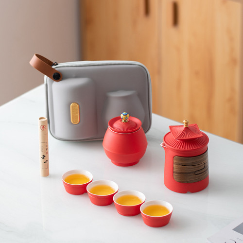 故宮旅行茶具漸變一壺四杯旅行茶具套裝戶外露營旅遊可攜式茶具 故宮旅行茶具漸變一壺四杯旅行茶具套裝戶外露營旅遊可攜式茶具