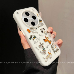 適用oppofindx8ultra手機殼卡通可愛findx8高級手機殼線條塗鴉狗