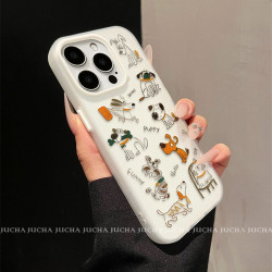 適用蘋果16plus新款手機殼全包防摔iphone15矽膠手機殼線條塗鴉狗