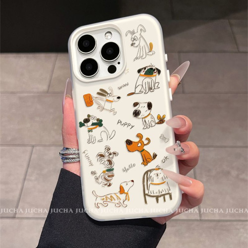 適用蘋果16plus新款手機殼全包防摔iphone15矽膠手機殼線條塗鴉狗 適用蘋果16plus新款手機殼全包防摔iphone15矽膠手機殼線條塗鴉狗