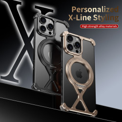 適用蘋果17promax旋轉磁吸支架手機殼散熱鋁合金iphone16pro