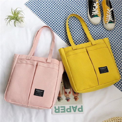 帆布包女夏季手提包純色便當包百搭上班收納袋多口袋使用飯盒袋 