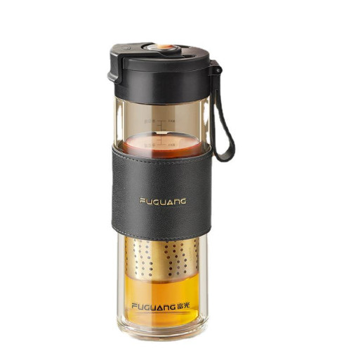 富光玻璃杯茶水分離磁彈泡茶杯可攜式水杯 茶隔磁吸杯子