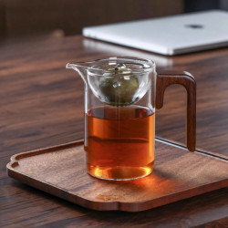 小青柑專用泡茶杯高硼矽玻璃逍遙杯木把公道杯茶漏分茶器耐高溫