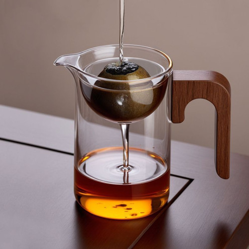 小青柑專用泡茶杯高硼矽玻璃逍遙杯木把公道杯茶漏分茶器耐高溫 小青柑專用泡茶杯高硼矽玻璃逍遙杯木把公道杯茶漏分茶器耐高溫