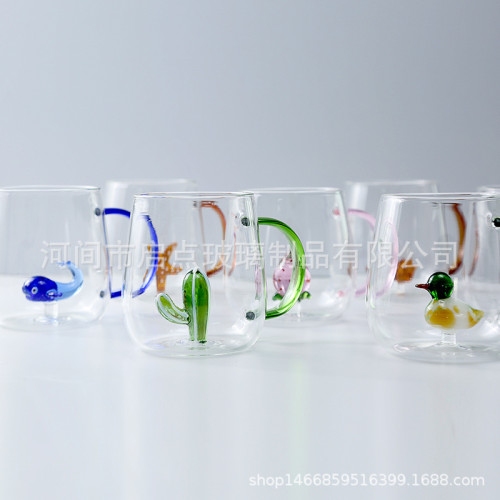 耐熱玻璃杯帶把水杯咖啡杯女夏季情侶馬克動物杯子動物創意 耐熱玻璃杯帶把水杯咖啡杯女夏季情侶馬克動物杯子動物創意