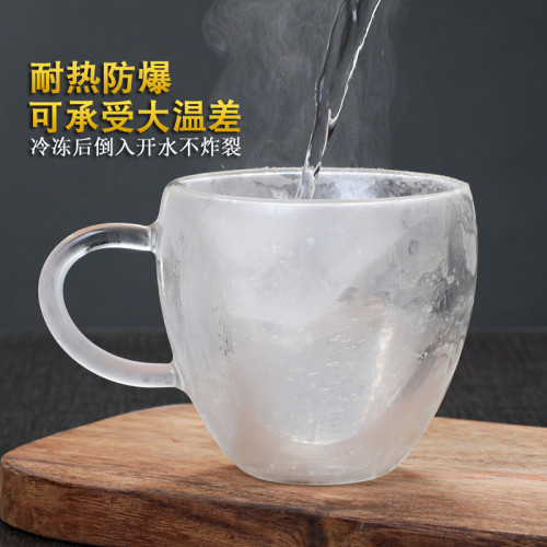 創意心形玻璃咖啡杯家用雙層隔熱果汁杯高硼矽水杯牛奶杯帶把茶杯 創意心形玻璃咖啡杯家用雙層隔熱果汁杯高硼矽水杯牛奶杯帶把茶杯