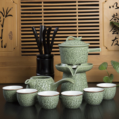 茶具套裝家用石磨懶人創意陶瓷茶壺功夫茶杯半全自動泡茶器