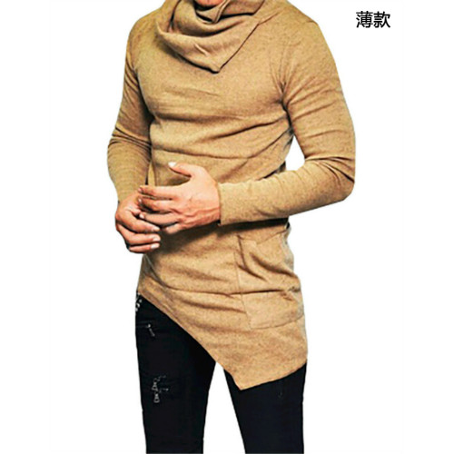  春秋季新款歐美堆堆領長袖薄款男士上衣男裝