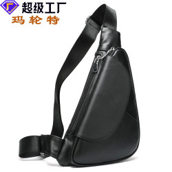 真皮男士胸包 創意軟皮三角包休閒運動胸前挎包潮696男包通勤