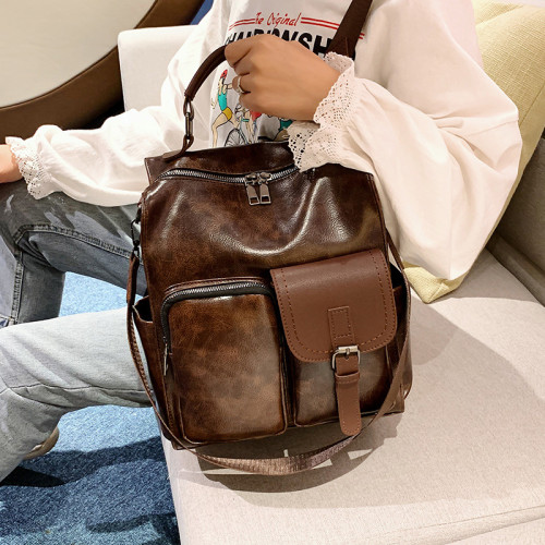 zhenli 2024新款女包 bags 學院風PU女式雙肩包 流行包包