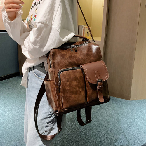 zhenli 2024新款女包 bags 學院風PU女式雙肩包 流行包包
