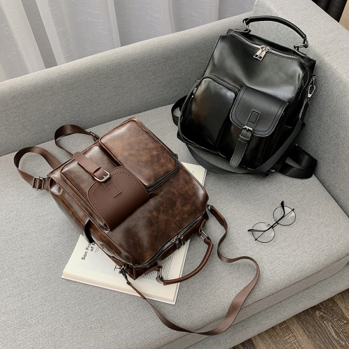 zhenli 2024新款女包 bags 學院風PU女式雙肩包 流行包包