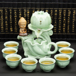 半全自動懶人沖茶器家用石磨泡茶壺茶杯現代簡約旋轉功夫茶具套裝