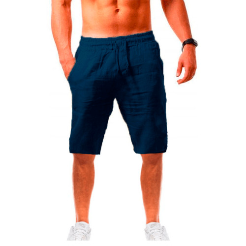 男士嘻哈透氣棉麻運動五分短褲潮流時尚純色簡約薄款休閒短褲
