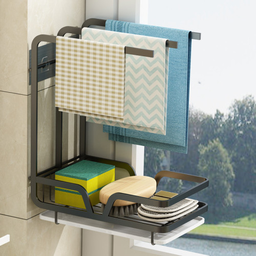 免打孔廚房壁掛抹布洗碗收納架兩用桌上型接水盤落地廚房桌面置物架 免打孔廚房壁掛抹布洗碗收納架兩用桌上型接水盤落地廚房桌面置物架