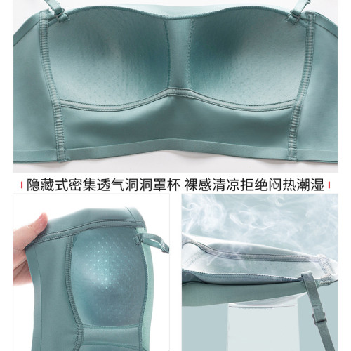春夏薄款胸顯小光面抹胸小胸無鋼圈無肩帶內衣女聚攏文胸收副乳