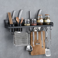 免打孔廚房收納置物架調料架筷子抹布架刀架碗碟架太空鋁材質
