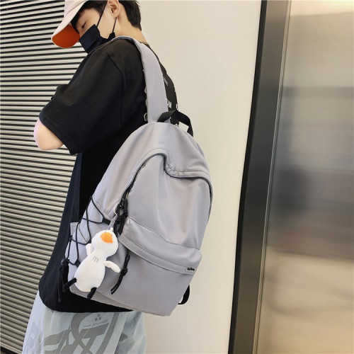 潮牌雙肩包男簡約大容量旅行後背包休閒日系初中生高中大學生書包