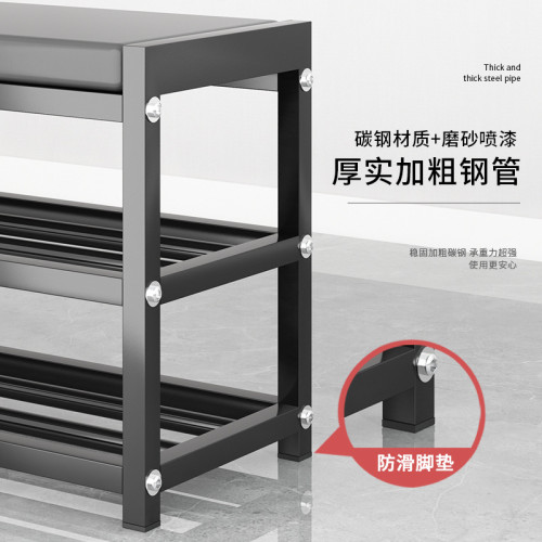 不鏽鋼簡易鞋架2021新款家用室內好看門口可坐換鞋凳客廳收納鞋櫃