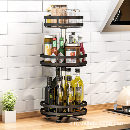 可旋轉台面廚房調料瓶置物架調味品油鹽醬醋瓶轉角多層廚房收納架 可旋轉台面廚房調料瓶置物架調味品油鹽醬醋瓶轉角多層廚房收納架