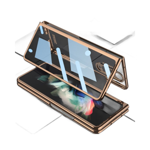 適用於zfold3筆槽手機殼折曡保護套ZFold3手機殼全包電鍍防摔外殼
