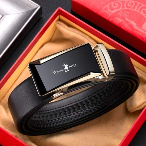 保羅皮帶男士高級感男款真皮軟商務百搭合金腰帶皮帶男自動釦