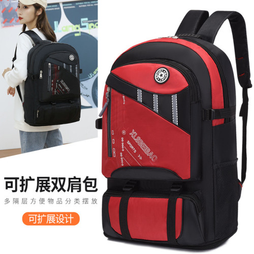 【可擴展】超大容量雙肩包耐磨運動戶外旅行包男女登山包行李後後背包