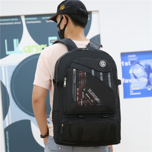 【可擴展】超大容量雙肩包耐磨運動戶外旅行包男女登山包行李後後背包