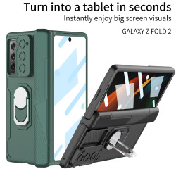 適用三星z fold2鎧甲推窗鏡頭全包殼磁吸中軸時尚防摔折曡保護套