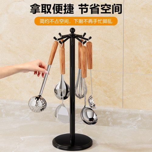 廚房收納架旋轉鍋鏟掛鉤家用多功能廚具勺子掛架鏟勺抹布免打孔