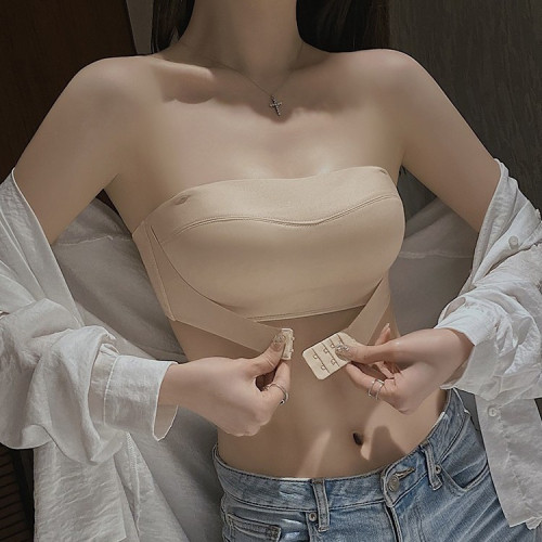 原創專利設計無肩帶內衣女防滑聚攏小胸裹抹胸夏季美背隱形文胸罩