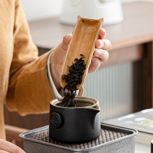 黑陶簡約旅行功夫茶具套裝日式可攜式戶外高級禮品快客杯陶瓷德化