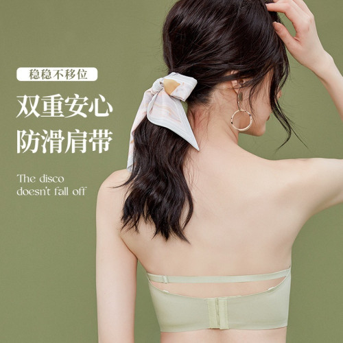 無肩帶內衣女小胸聚攏抹胸式無痕裹胸兩用穿搭防滑無鋼圈文胸舒適