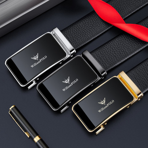 英皇保羅皮帶男士真皮皮帶男款頭層牛皮合金腰帶商務皮帶男士