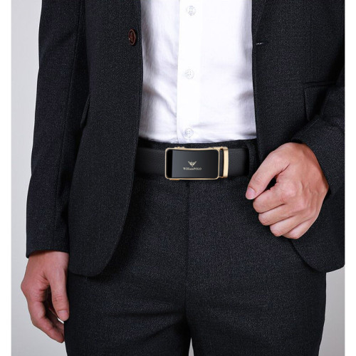 英皇保羅皮帶男士真皮皮帶男款頭層牛皮合金腰帶商務皮帶男士