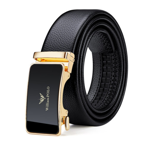 英皇保羅皮帶男士真皮皮帶男款頭層牛皮合金腰帶商務皮帶男士