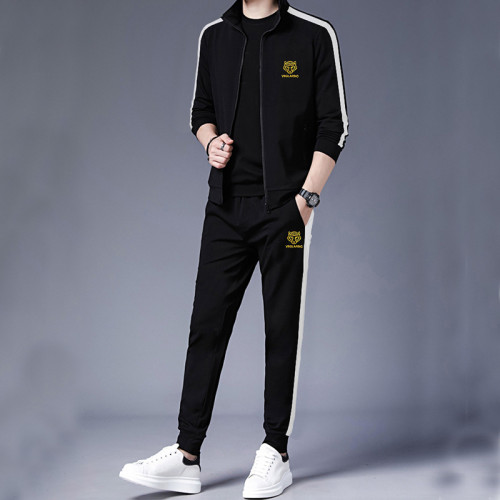 中老年爸爸運動服套裝男春秋季三件套休閒寬松中年人男士爸爸秋裝